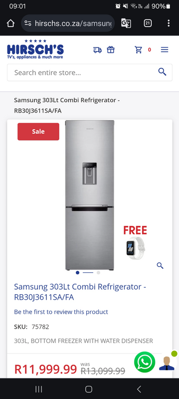 Samsung 303Lt Combi Refrigerator - RB30J3611SA/FA