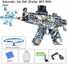 Automatic Gel Ball Blaster MP5 MINI Gun with 5000 Water Beads and Glasses.