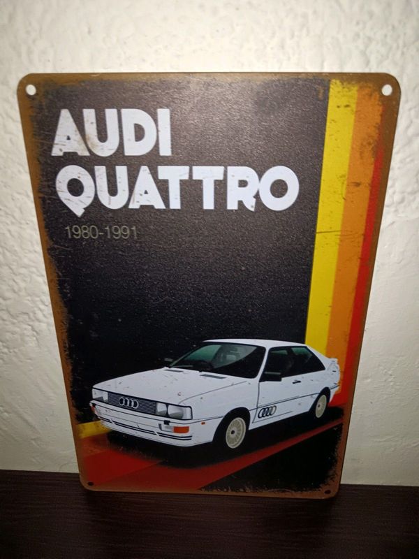 Audi Quattro metal garage sign