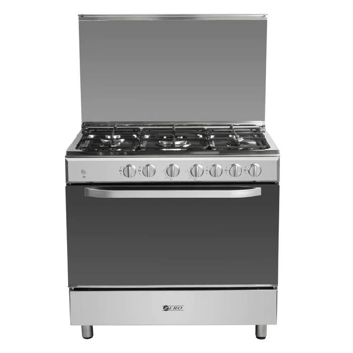 THE ZERO 5 BURNER STAINLESS-STEEL GAS STOVE IS A HIGH-QUALITY KITCHEN APPLIANCE.
