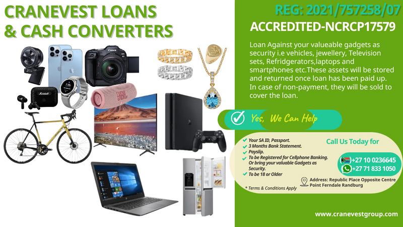 LOANS AGAINST VALUABLE ITEMS AT CRANEVEST CASH CONVERTERS