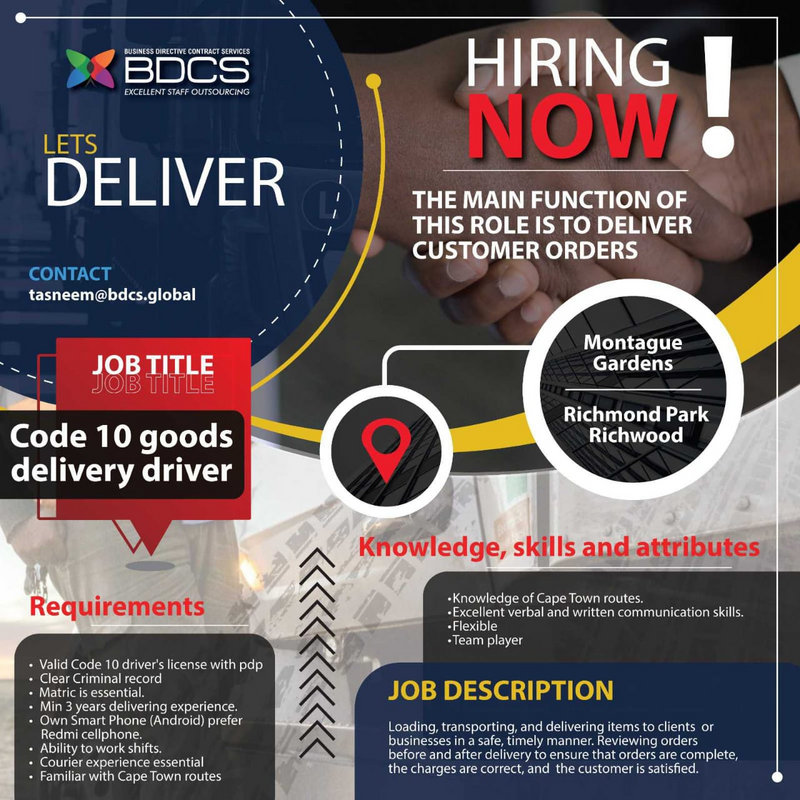 URGENTLY LOOKING FOR CODE 8&amp;10 DRIVERS
