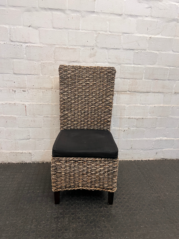 Wicker Dining Chair with Black Cushioned Seat, A48430