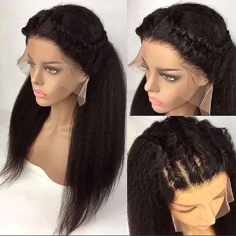 20inch Ear to ear lace frontal  13x4 Peruvian Hair Wig kinky Straight .grade12A