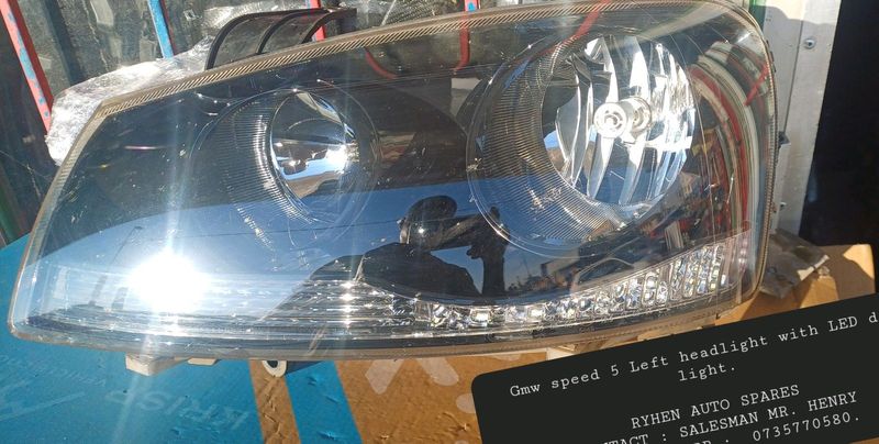 Gmw steed 5 Left headlight with LED day light.RYHEN AUTO SPARESCONTACT : SALESMAN MR. HENRYCALL/W