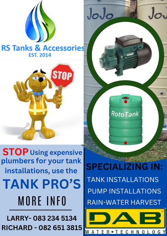 Water tank installations.   Call us today for a FREE QUOTE!