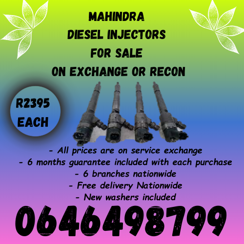 Mahindra diesel injectors for sale on exchange or to recon with 6 months warranty.