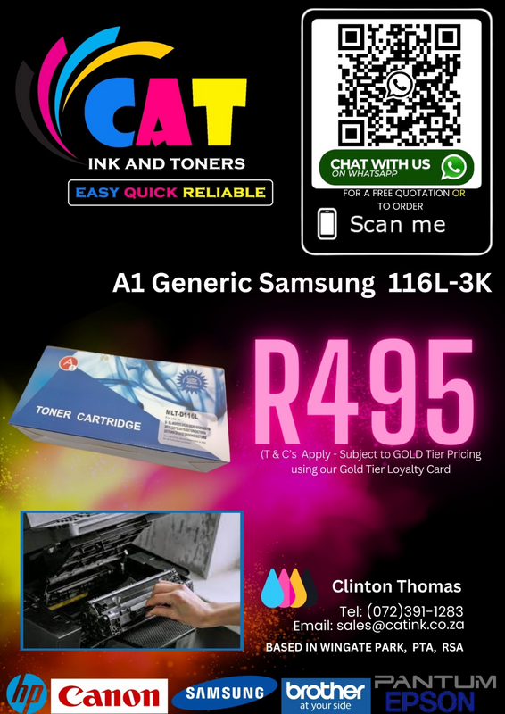 Brand NEW A1 Samsung 116L Black Toner - With FREE same day delivery.
