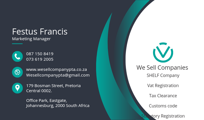 2015 VAT REGISTERED AND PAYE UIF /SDL REGISTERED COMPANIES ARE AVAILABLE  Cell or whatsapp : 0736192