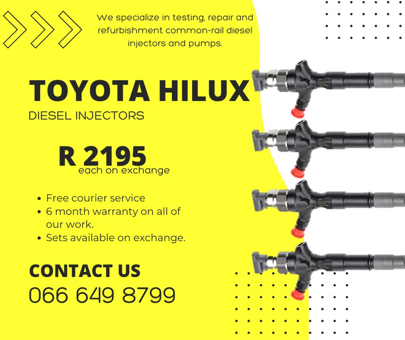 Toyota Hilux diesel injectors for sale on exchange or to recon with 6 months warranty