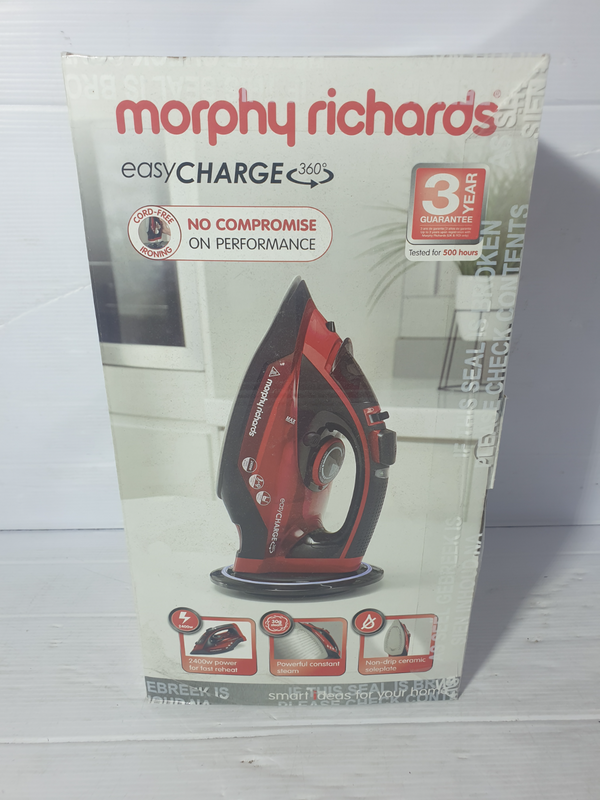 Morphy Richards Iron Cordless Ceramic Red 350ml 2400W &#34;easyCHARGE 360&#34;