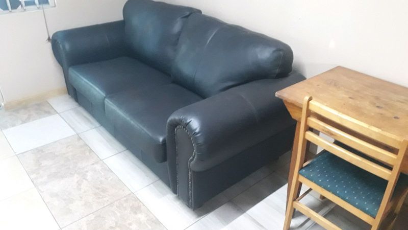 Genuine leather black couch