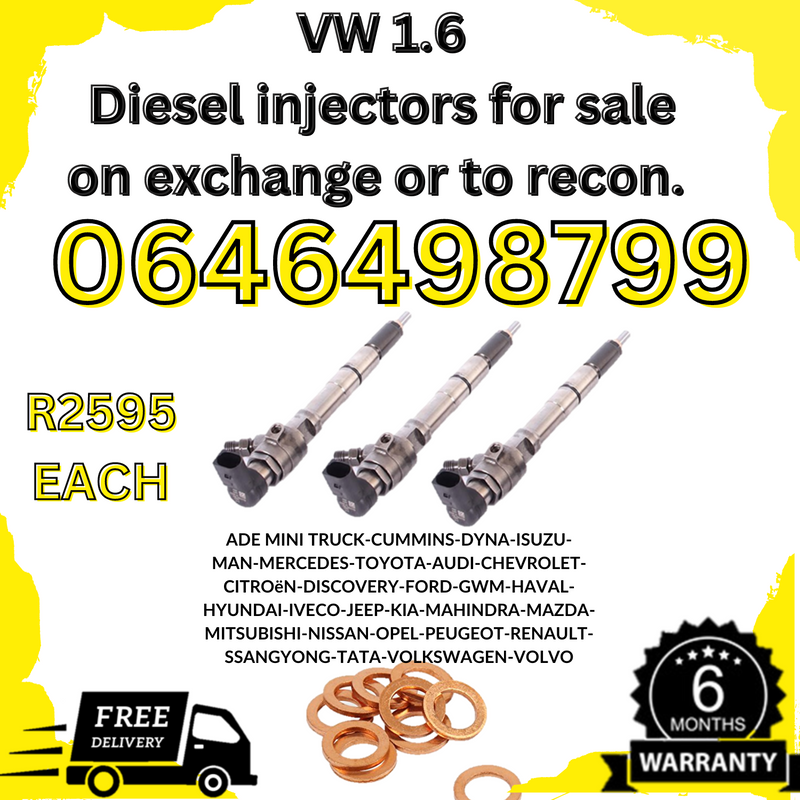 Volkswagen 1.6 diesel injectors for sale on exchange or to recon