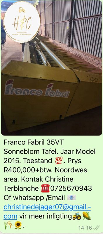 Franco Fabrik 35VT Sonneblom Tafel