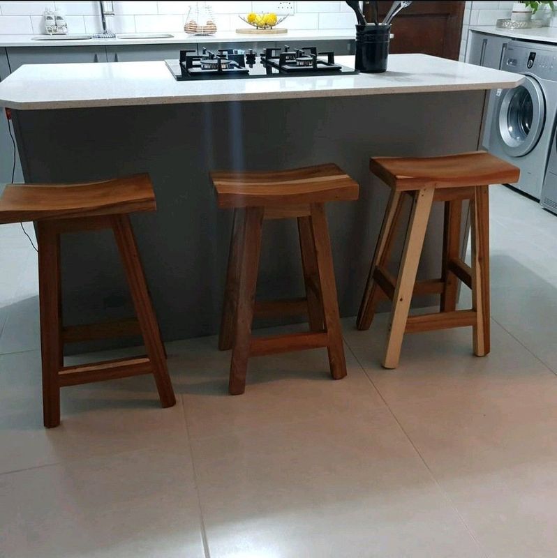 Solid Kiaat Bar / Kitchen Stools