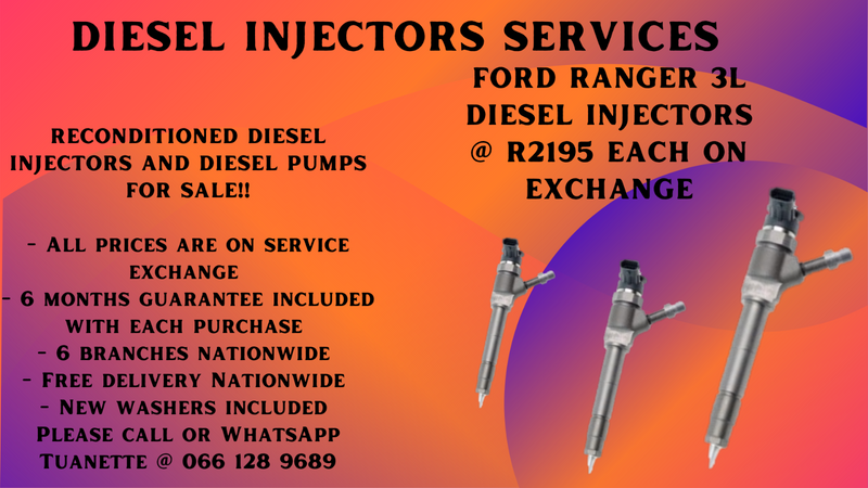 FORD RANGER 3L DIESEL INJECTORS FOR SALE ON EXCHANGE OR TO RECON YOUR OWN