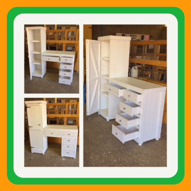 Study   desk and Cupboard Farmhouse series 1630 - White Stained