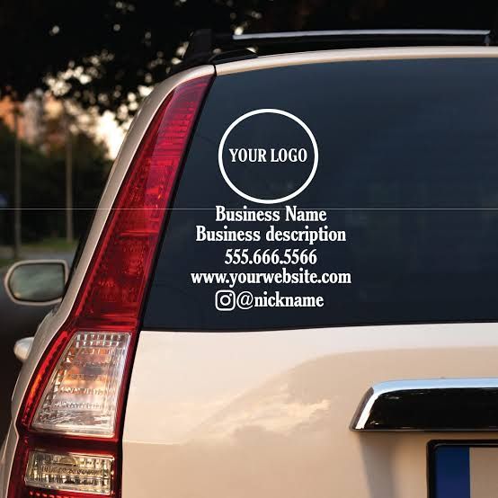 Car BUSINESS NAME Back Glass Stickers ADVERTISE your Business