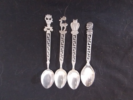 Set of Four Greek Silver Teaspoons