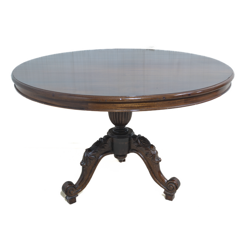 Carved Round Solid Mahogany 4-Seater Breakfast Table