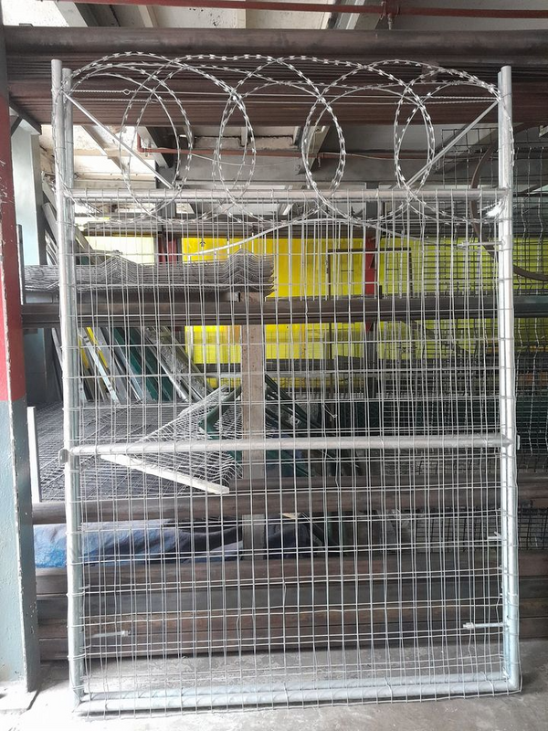 HOT DIPPED GALVANIZED DOUBLE SWING GATE WITH RAZOR AT THE TOP - FOR SALE