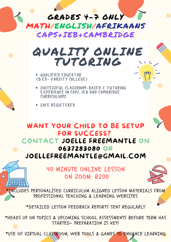 Tutoring- Online Lessons only