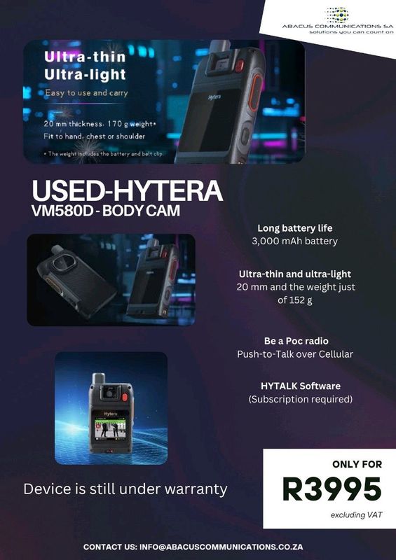 Body Camera - HYTERA VM580D