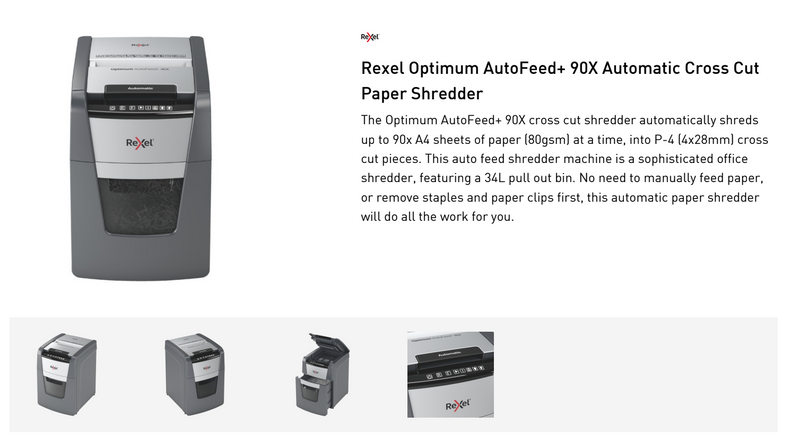 Rexel Optimum AutoFeed&#43; 90X Automatic Cross CutPaper Shredder