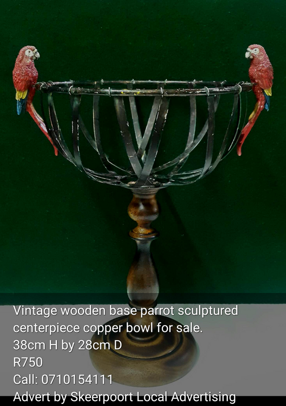 Vintage wooden base parrot sculptured centerpiece bowl for sale