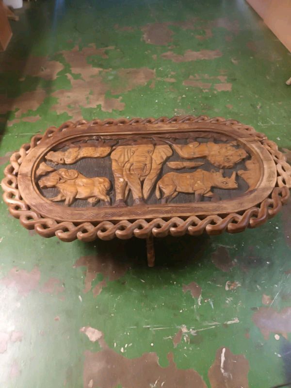 Carved wooden coffee table