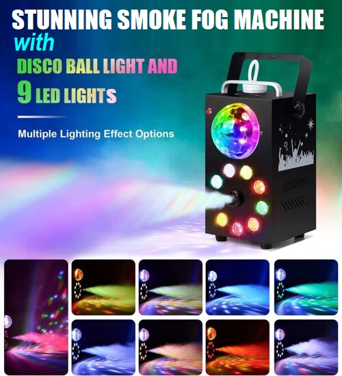 Professional Smoke Fog Machine with MultiColour RGB LEDs, Rotating Light Ball. Brand New Products.