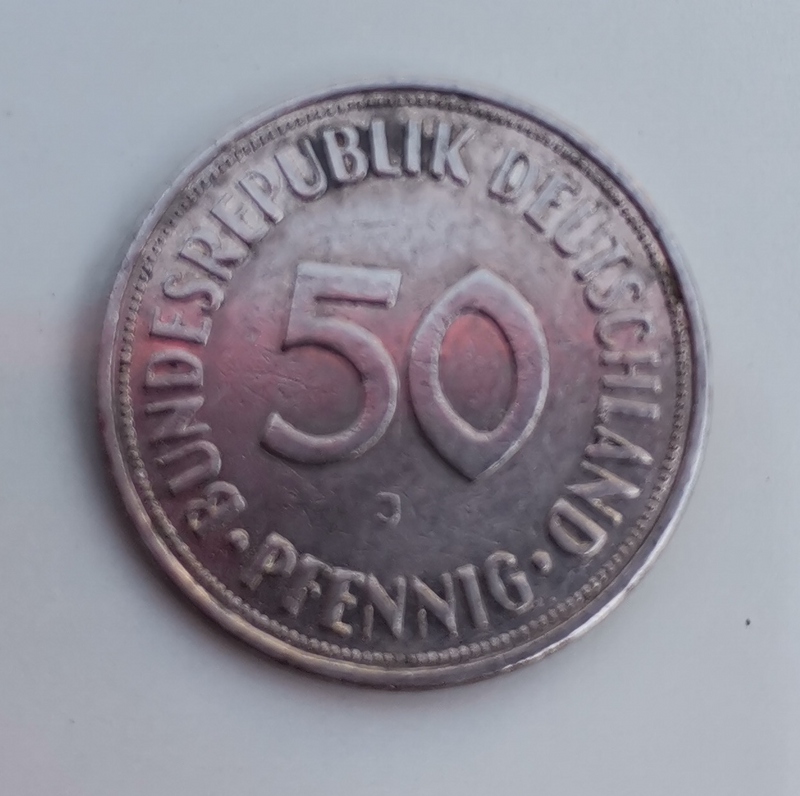 1950 German Bundesrepublik Deutschland 50 Pfennig (J) Coins For Sale
