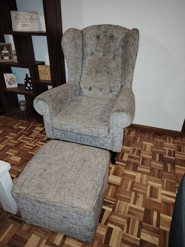 High Back Wing Chair &#43; Ottoman