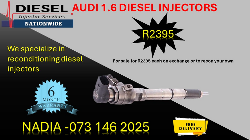 AUDI 1.6 DIESEL INJECTORS FOR SALE WITH 6 MONTHS WARRANTY