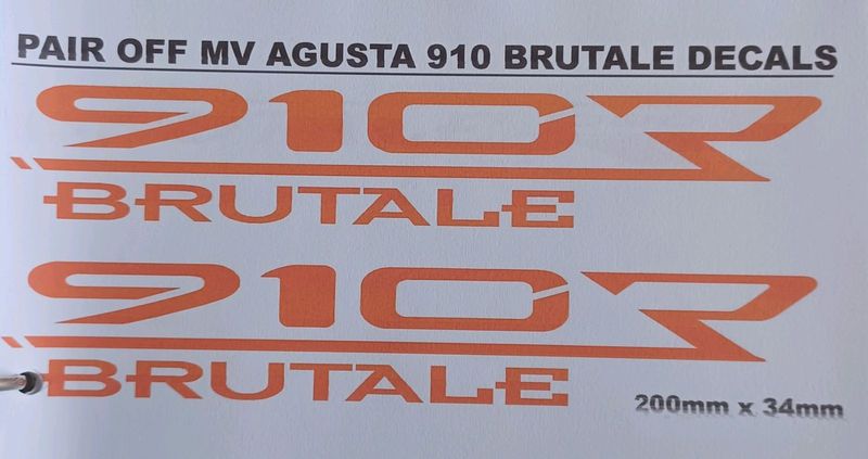 Pair of MV Agusta 910R Brutale stickers decals graphics