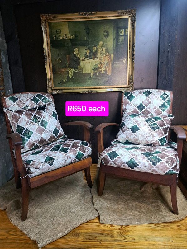 2 x wooden chairs R650 each