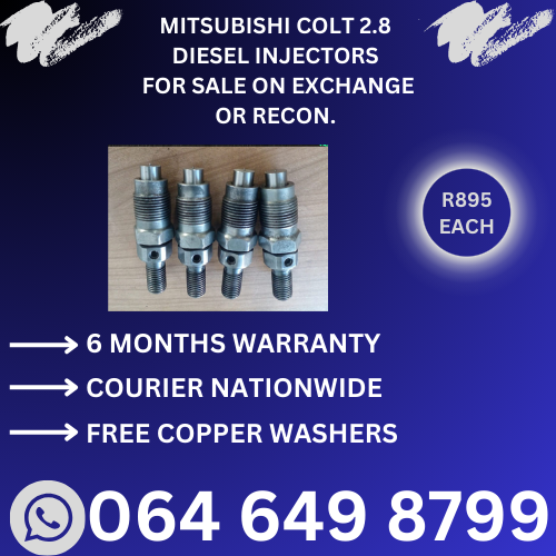 Mitsubishi Colt 2.8 diesel injectors for sale with 6 months warranty