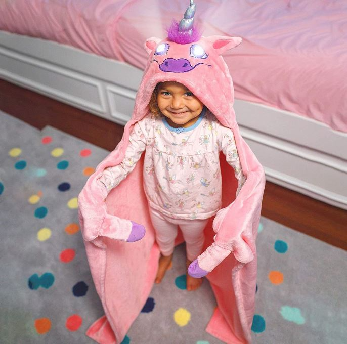 Ultra Soft Wearable Blanket with LED Light-Up Eyes for Kids