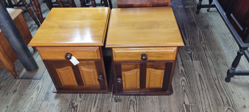 2 x Yellow-wood and Imbuia Bedside Cabinets EACH
