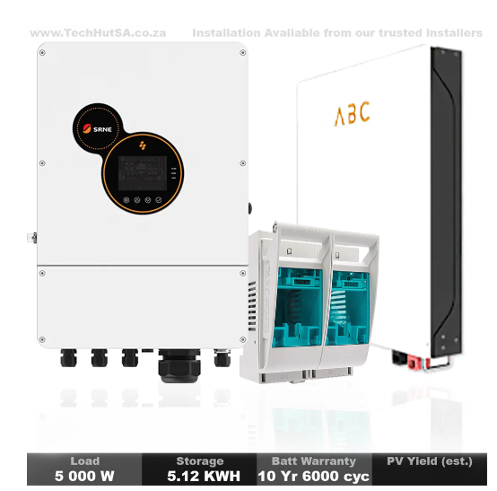 SRNE 5kW Off-Grid With ABC 5.12kWh Lithium Battery Inverter Kit