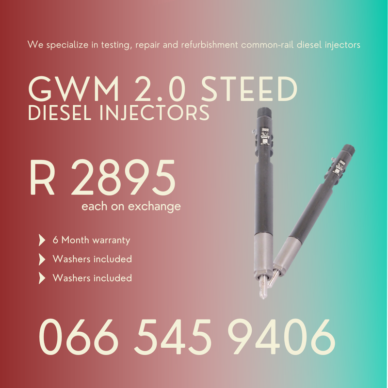 GWM 2.0 STEED DIESEL INJECTORS FOR SALE WITH 6 MONTH WARRANTY
