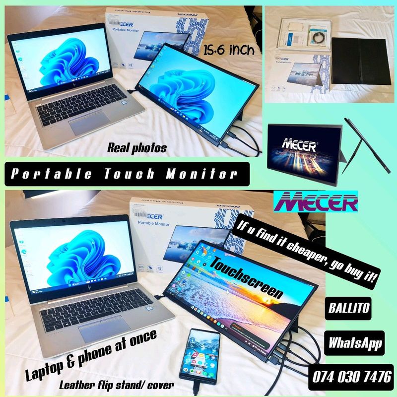 ☆2 nice plug&amp;play mecer portable ☆ touch monitor, box demo 99%mint ( whats app ballito)
