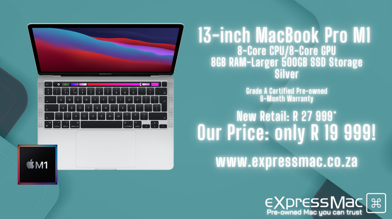 MacBook Pro 13-inch M1-8GB RAM-500GB, Excellent Condition, Silver, Warranty, Low Cycles. BKF