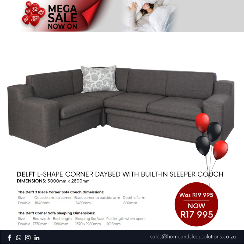 Mega Sale Now On! Up to 50% off selected Home Furniture Delft L-Shape Corner Daybed  Sleeper Couch