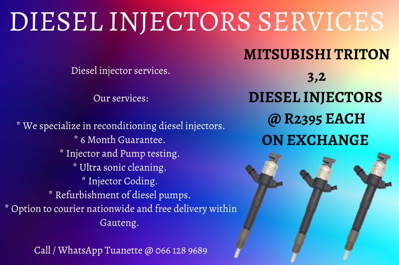 MITSUBISHI TRITON 3,2 DIESEL INJECTORS FOR SALE ON EXCHANGE OR TO RECON YOUR OWN