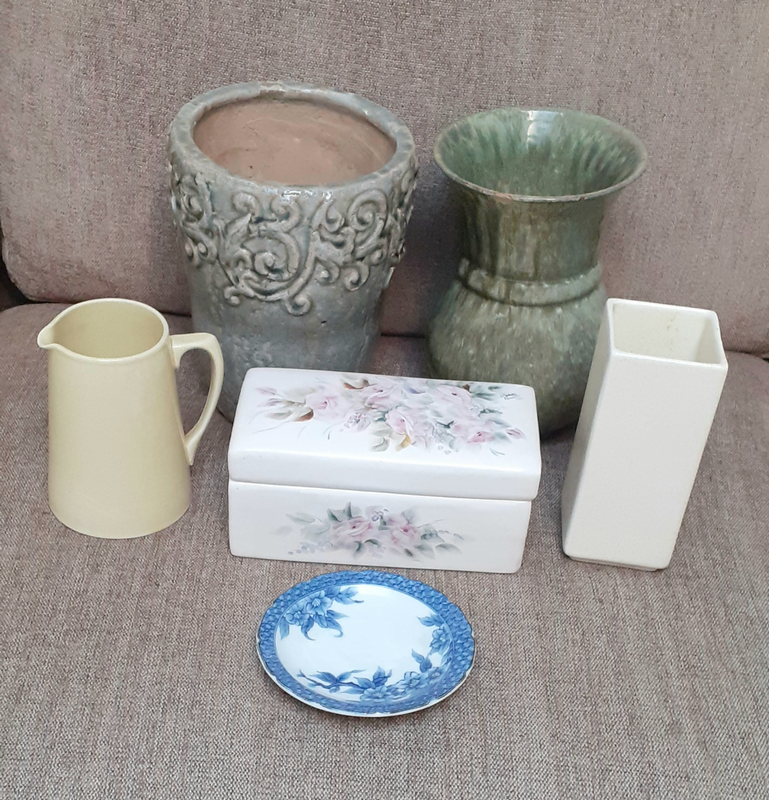 Vintage pottery and ceramics assortment.