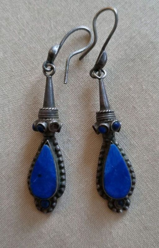 Lapis sterling silver ladies earrings