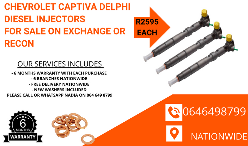 Chevrolet Captiva Delphi diesel injectors for sale or we can recon with 6 months warranty
