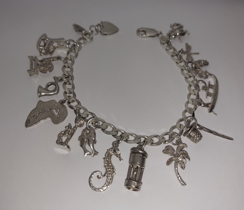 Sterling Silver Charm Bracelet ( 15 Charms )