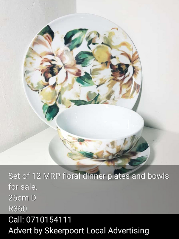 Set of 12 MRP floral dinner plates and bowls for sale